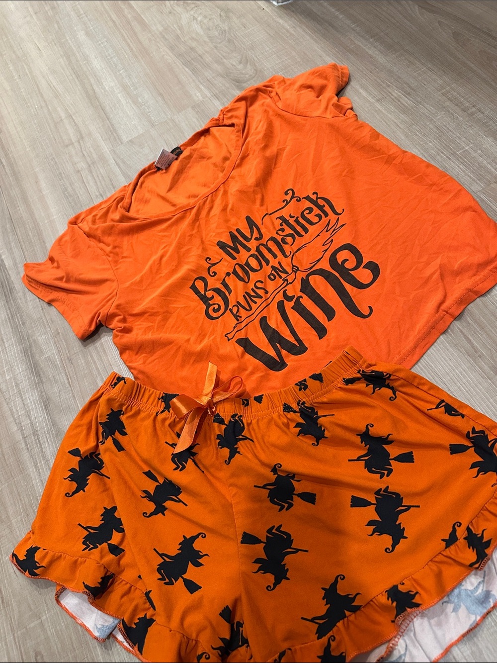 Orange Halloween Witch Pajama Set
